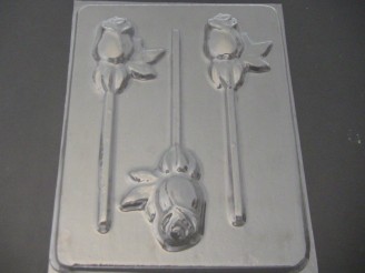 504 Rose with Calyx Chocolate or Hard Candy Lollipop Mold